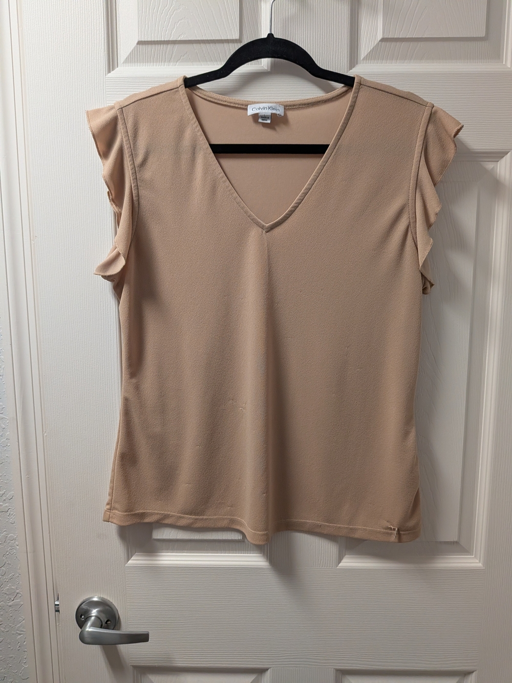 Calvin Klein Women's V-Neck Cap Sleeve Top - Gold